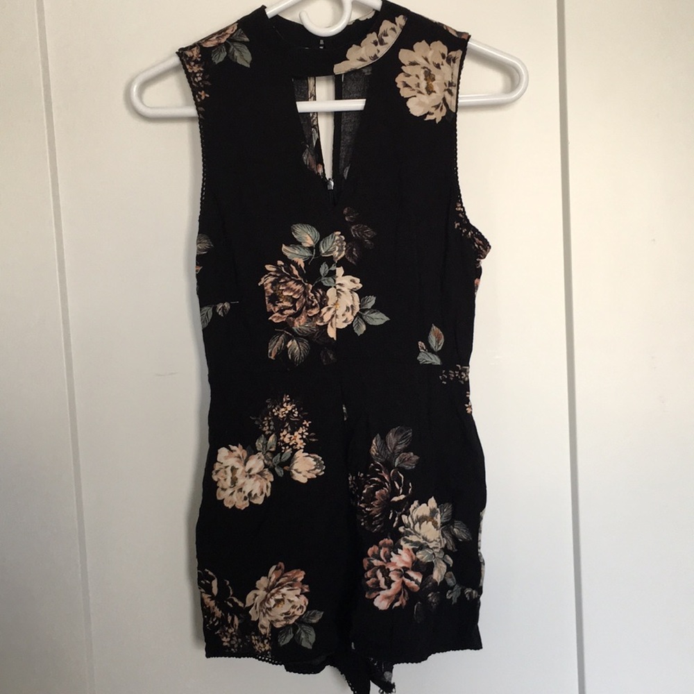 Kendal and Kylie black floral romper